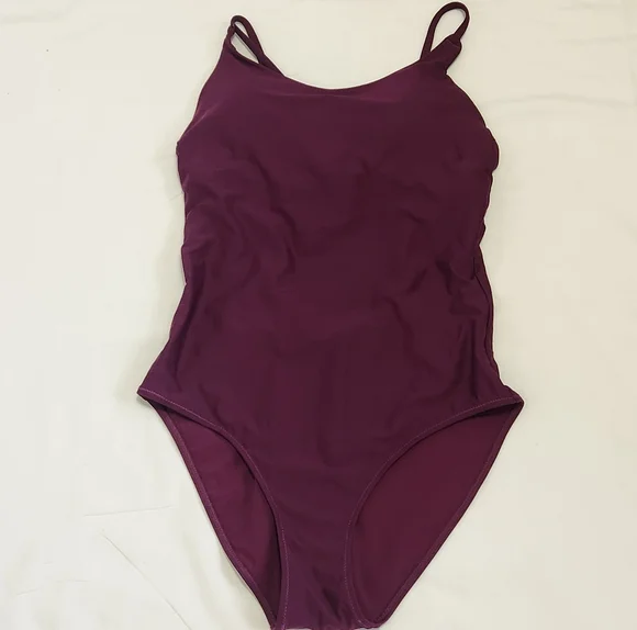 Athleta Keyhole One Piece Swimsuit Swim Strappy Purple Small Tall Skinny Strap - Picture 3 of 13